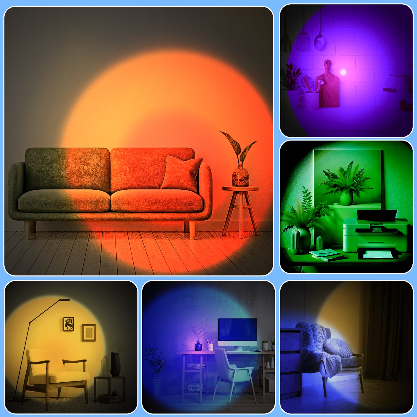 LITRONICS Sunset LAMP, Night Light 360 Degree Rotation, Romantic Visual with USB, Room DÉCOR and Floor LAMP with 15+ Colours, Remote Control LAMP for Festival, Party and TIKTOK Photography