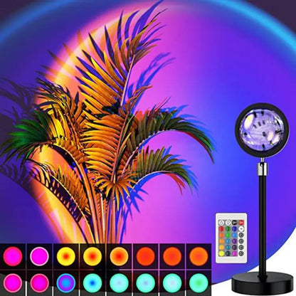 LITRONICS Sunset LAMP, Night Light 360 Degree Rotation, Romantic Visual with USB, Room DÉCOR and Floor LAMP with 15+ Colours, Remote Control LAMP for Festival, Party and TIKTOK Photography